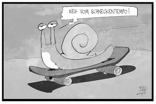 Cartoon: Schnelltest-Schneckentempo (medium) by Kostas Koufogiorgos tagged karikatur,koufogiorgos,illustration,cartoon,schnelltest,schneckentempo,langsam,beschleunigung,skateboard,karikatur,koufogiorgos,illustration,cartoon,schnelltest,schneckentempo,langsam,beschleunigung,skateboard