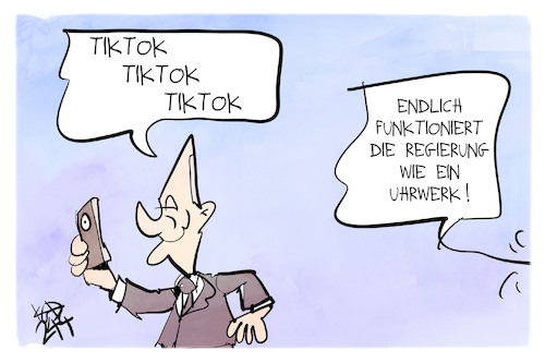 Cartoon: Scholz bei TikTok (medium) by Kostas Koufogiorgos tagged karikatur,koufogiorgos,tiktok,social,media,scholz,karikatur,koufogiorgos,tiktok,social,media,scholz