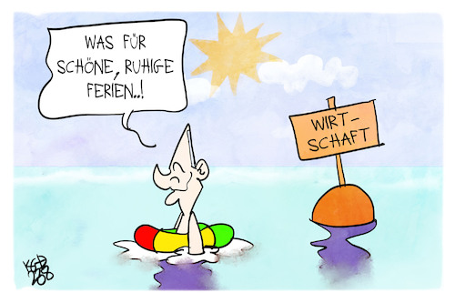 Cartoon: Scholz macht Urlaub (medium) by Kostas Koufogiorgos tagged karikatur,koufogiorgos,scholz,urlaub,baden,ferien,meer,wasser,boje,wirtschaft,badeente,schwimmreifen,karikatur,koufogiorgos,scholz,urlaub,baden,ferien,meer,wasser,boje,wirtschaft,badeente,schwimmreifen