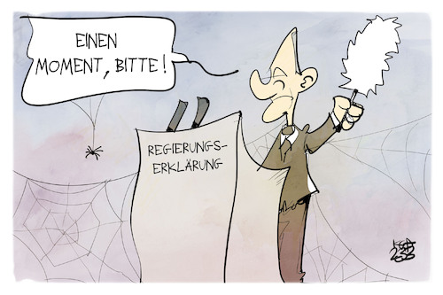 Cartoon: Scholz Regierungserklärung (medium) by Kostas Koufogiorgos tagged karikatur,koufogiorgos,scholz,regierungserklaerung,zeitenwende,abstauben,alt,langsam,karikatur,koufogiorgos,scholz,regierungserklaerung,zeitenwende,abstauben,alt,langsam