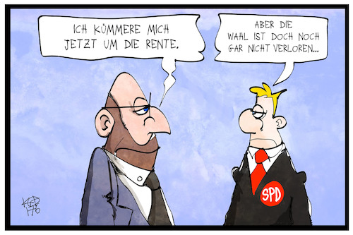 Cartoon: Schulz Rente (medium) by Kostas Koufogiorgos tagged karikatur,cartoon,koufogiorgos,illustration,rente,schulz,spd,wahl,pessimismus,partei,vorsitzender,karikatur,cartoon,koufogiorgos,illustration,rente,schulz,spd,wahl,pessimismus,partei,vorsitzender