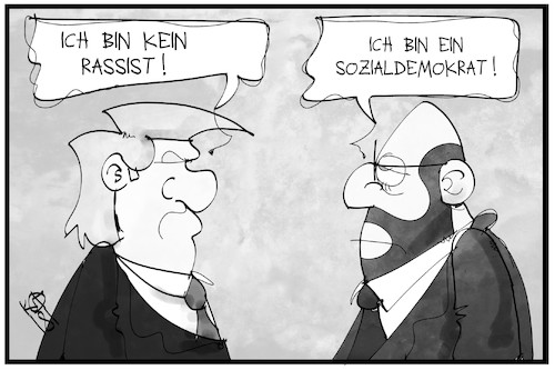 Cartoon: Schulz und Trump (medium) by Kostas Koufogiorgos tagged karikatur,koufogiorgos,illustration,cartoon,trump,rassismus,schulz,spd,luege,politiker,usa,präsident,partei,sozialdemokrat,karikatur,koufogiorgos,illustration,cartoon,trump,rassismus,schulz,spd,luege,politiker,usa,präsident,partei,sozialdemokrat