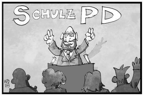 Cartoon: SchulzPD (medium) by Kostas Koufogiorgos tagged karikatur,koufogiorgos,illustration,cartoon,schulz,spd,partei,vorsitzender,kanzlerkandidat,parteitag,politik,karikatur,koufogiorgos,illustration,cartoon,schulz,spd,partei,vorsitzender,kanzlerkandidat,parteitag,politik