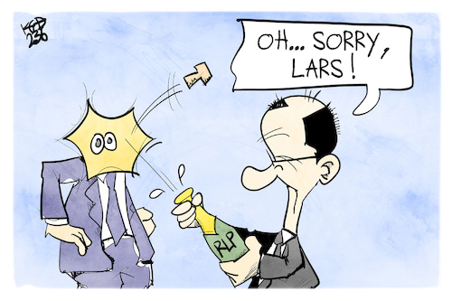 Cartoon: Schwarz-rot (medium) by Kostas Koufogiorgos tagged karikatur,koufogiorgos,schwarz,rot,merz,klingbeil,sekt,freude,niederlage,karikatur,koufogiorgos,schwarz,rot,merz,klingbeil,sekt,freude,niederlage