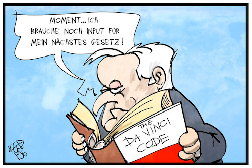 Cartoon: Seehofers Gesetzgebung (medium) by Kostas Koufogiorgos tagged karikatur,koufogiorgos,illustration,cartoon,seehofer,gesetz,gesetzgebung,da,vinci,code,input,inspiration,innenminister,geheimnis,politik,karikatur,koufogiorgos,illustration,cartoon,seehofer,gesetz,gesetzgebung,da,vinci,code,input,inspiration,innenminister,geheimnis,politik