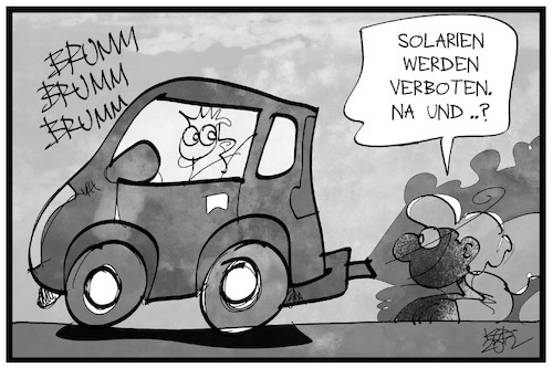 Cartoon: Solarium-Verbot (medium) by Kostas Koufogiorgos tagged karikatur,koufogiorgos,illustration,cartoon,solarium,hautkrebs,hautarzt,warnung,diesel,bräune,abgas,verschmutzung,luft,umwelt,krebs,krankheit,karikatur,koufogiorgos,illustration,cartoon,solarium,hautkrebs,hautarzt,warnung,diesel,bräune,abgas,verschmutzung,luft,umwelt,krebs,krankheit