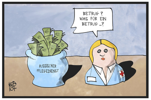 Cartoon: Sozialbetrug (medium) by Kostas Koufogiorgos tagged karikatur,koufogiorgos,illustration,cartoon,sozialbetrug,krankenschwester,puppe,russland,babuschka,pflegedienst,betrug,geld,kriminalitaet,karikatur,koufogiorgos,illustration,cartoon,sozialbetrug,krankenschwester,puppe,russland,babuschka,pflegedienst,betrug,geld,kriminalitaet