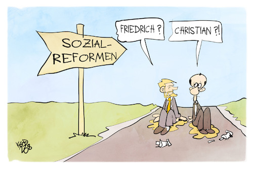 Cartoon: Sozialreformen (medium) by Kostas Koufogiorgos tagged karikatur,koufogiorgos,sozialreform,cdu,fdp,linsner,merz,kleber,protest,karikatur,koufogiorgos,sozialreform,cdu,fdp,linsner,merz,kleber,protest