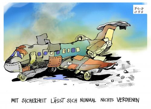 Cartoon: Spanair (medium) by Kostas Koufogiorgos tagged spanair,flugzeug,unfall,absturz,madrid,spanien,sicherheit,wirtschaft,kostas,koufogiorgos,flugzeug,spanair,unfall,absturz,madrid,spanien,sicherheit,wirtschaft,flugzeugabsturz,passagiere,fliegen,airline,unglück,flugzeugkatasptrophe,katastrophe,tod,flugzeugunfall,technik,wartung,inspektion,sparen,einsparung,todesunfall,verkehrsunfall,instandhaltung,bauteile,instandsetzung,system,systemausfall,betriebssicherheit,opfer