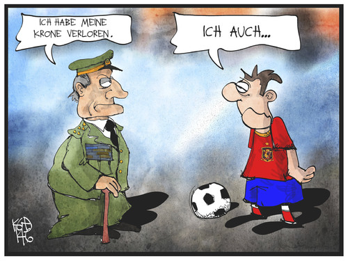 Cartoon: Spaniens Krone (medium) by Kostas Koufogiorgos tagged illustration,cartoon,koufogiorgos,karikatur,spanien,fussball,juan,carlos,könig,abdankung,krone,wm,weltmeisterschaft,monarchie,sport,politik,thronwechsel,illustration,cartoon,koufogiorgos,karikatur,spanien,fussball,juan,carlos,könig,abdankung,krone,wm,weltmeisterschaft,monarchie,sport,politik,thronwechsel