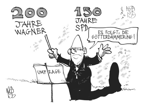 Cartoon: SPD-Götterdämmerung (medium) by Kostas Koufogiorgos tagged spd,wagner,jubiläum,geburtstag,umfrage,partei,karikatur,koufogiorgos,spd,wagner,jubiläum,geburtstag,umfrage,partei,karikatur,koufogiorgos