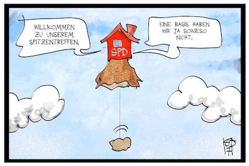 Cartoon: SPD-Spitze (medium) by Kostas Koufogiorgos tagged karikatur,koufogiorgos,illustration,cartoon,spd,partei,sozialdemokraten,spitzentreffen,gipfel,spitze,basis,berg,karikatur,koufogiorgos,illustration,cartoon,spd,partei,sozialdemokraten,spitzentreffen,gipfel,spitze,basis,berg