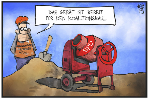 Cartoon: SPD (medium) by Kostas Koufogiorgos tagged karikatur,koufogiorgos,illustration,cartoon,spd,koalition,regierung,politik,wahl,brandenburg,thüringen,betonmischer,baustelle,bauarbeiter,karikatur,koufogiorgos,illustration,cartoon,spd,koalition,regierung,politik,wahl,brandenburg,thüringen,betonmischer,baustelle,bauarbeiter