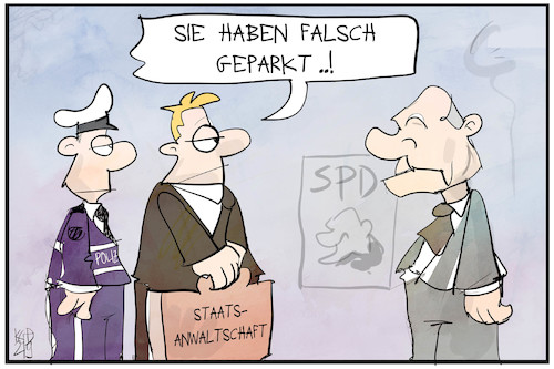 Cartoon: SPD (medium) by Kostas Koufogiorgos tagged karikatur,koufogiorgos,illustration,cartoon,scholz,spd,staatsanwaltschaft,klage,polizei,karikatur,koufogiorgos,illustration,cartoon,scholz,spd,staatsanwaltschaft,klage,polizei