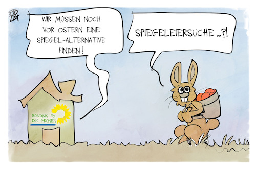 Cartoon: Spiegel-Nachfolge (medium) by Kostas Koufogiorgos tagged karikatur,koufogiorgos,ostern,osterhase,spiegel,spiegelei,die,grünen,partei,familienministerin,karikatur,koufogiorgos,ostern,osterhase,spiegel,spiegelei,die,grünen,partei,familienministerin