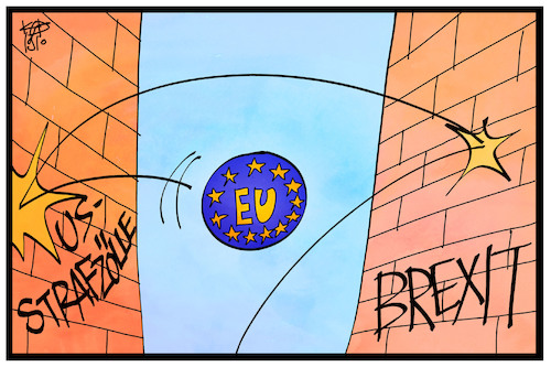 Cartoon: Spielball EU (medium) by Kostas Koufogiorgos tagged karikatur,koufogiorgos,illustration,cartoon,spielball,eu,europa,brexit,uk,usa,strafzoll,handelsstreit,handelskrieg,karikatur,koufogiorgos,illustration,cartoon,spielball,eu,europa,brexit,uk,usa,strafzoll,handelsstreit,handelskrieg