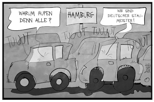 Cartoon: Staumeister Hamburg (medium) by Kostas Koufogiorgos tagged karikatur,koufogiorgos,illustration,cartoon,stau,hamburg,meister,autocorso,verkehr,mobilität,karikatur,koufogiorgos,illustration,cartoon,stau,hamburg,meister,autocorso,verkehr,mobilität