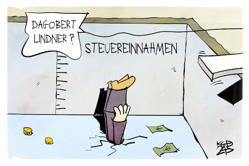 Cartoon: Steuerschätzung (medium) by Kostas Koufogiorgos tagged karikatur,koufogiorgos,steuerschätzung,steuern,dagobert,lindner,geldspeicher,leer,geld,karikatur,koufogiorgos,steuerschätzung,steuern,dagobert,lindner,geldspeicher,leer,geld