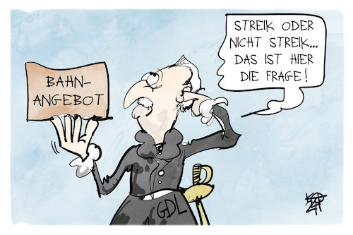 Cartoon: Streik der Lokführer (medium) by Kostas Koufogiorgos tagged karikatur,koufogiorgos,gdl,weselsky,lokführer,bahn,streik,tarifvertrag,karikatur,koufogiorgos,gdl,weselsky,lokführer,bahn,streik,tarifvertrag