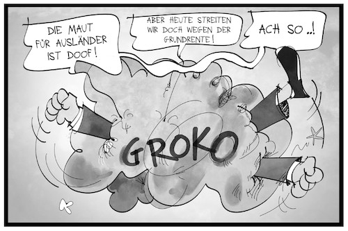 Cartoon: Streit um die Grundrente (medium) by Kostas Koufogiorgos tagged karikatur,koufogiorgos,illustration,cartoon,grundrente,maut,groko,regierung,koalition,streit,cdu,spd,karikatur,koufogiorgos,illustration,cartoon,grundrente,maut,groko,regierung,koalition,streit,cdu,spd