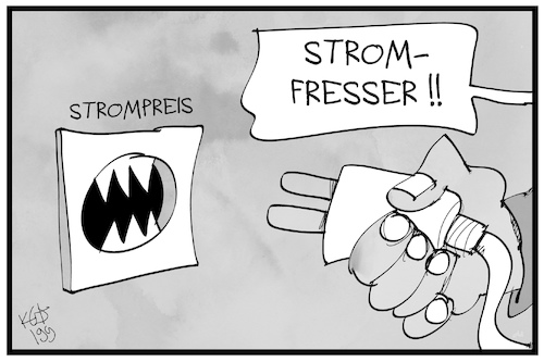 Cartoon: Strompreise (medium) by Kostas Koufogiorgos tagged karikatur,koufogiorgos,illustration,cartoon,strom,strompreis,verbraucher,energie,kosten,wirtschaft,karikatur,koufogiorgos,illustration,cartoon,strom,strompreis,verbraucher,energie,kosten,wirtschaft