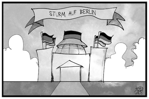 Cartoon: Sturm auf Berlin (medium) by Kostas Koufogiorgos tagged karikatur,koufogiorgos,illustration,cartoon,berlin,reichstag,bundestag,hutbuerger,corona,demo,karikatur,koufogiorgos,illustration,cartoon,berlin,reichstag,bundestag,hutbuerger,corona,demo