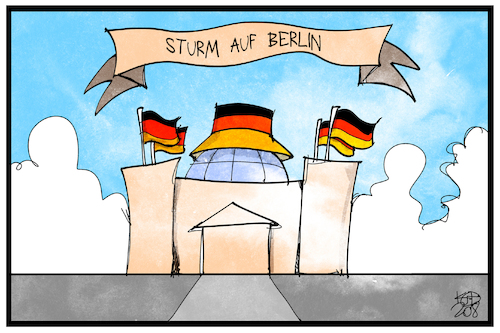 Cartoon: Sturm auf Berlin (medium) by Kostas Koufogiorgos tagged karikatur,koufogiorgos,illustration,cartoon,berlin,reichstag,bundestag,hutbuerger,corona,demo,karikatur,koufogiorgos,illustration,cartoon,berlin,reichstag,bundestag,hutbuerger,corona,demo