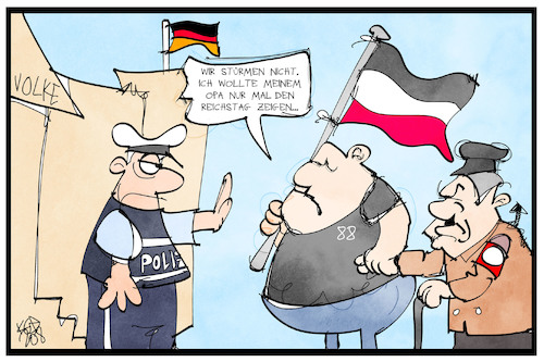 Cartoon: Sturm auf Berlin (medium) by Kostas Koufogiorgos tagged karikatur,koufogiorgos,illustration,cartoon,berlin,reichstag,bundestag,neonazi,rechtsextremismus,geschichte,hitler,touristen,polizei,demonstration,reichsflagge,karikatur,koufogiorgos,illustration,cartoon,berlin,reichstag,bundestag,neonazi,rechtsextremismus,geschichte,hitler,touristen,polizei,demonstration,reichsflagge