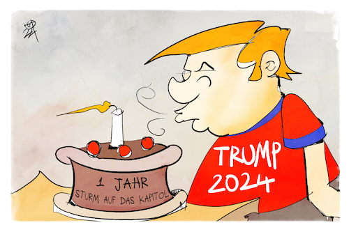 Cartoon: Sturm auf das Kapitol (medium) by Kostas Koufogiorgos tagged karikatur,koufogiorgos,illustration,cartoon,kapitol,trump,geburtstag,feier,jubiläum,torte,sturm,karikatur,koufogiorgos,illustration,cartoon,kapitol,trump,geburtstag,feier,jubiläum,torte,sturm