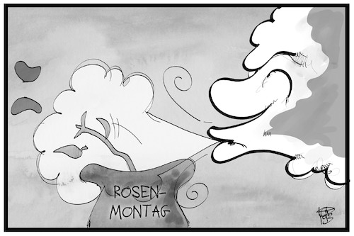 Cartoon: Sturmwarnung am Rosenmontag (medium) by Kostas Koufogiorgos tagged karikatur,koufogiorgos,illustration,cartoon,rosenmontag,fasching,karneval,fastnacht,sturm,wind,unwetter,umzug,feier,karikatur,koufogiorgos,illustration,cartoon,rosenmontag,fasching,karneval,fastnacht,sturm,wind,unwetter,umzug,feier