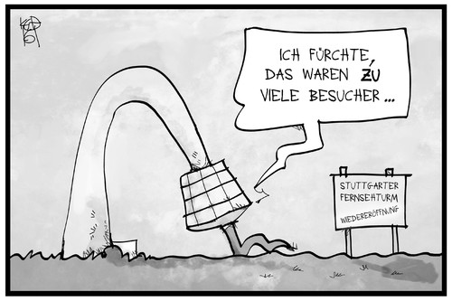 Cartoon: Stuttgarter Fernsehturm (medium) by Kostas Koufogiorgos tagged karikatur,koufogiorgos,illustration,cartoon,fernsehturm,stuttgart,wiedereröffnung,besucher,ansturm,swr,bauwerk,architektur,karikatur,koufogiorgos,illustration,cartoon,fernsehturm,stuttgart,wiedereröffnung,besucher,ansturm,swr,bauwerk,architektur