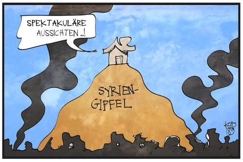 Cartoon: Syrien-Gipfel (medium) by Kostas Koufogiorgos tagged karikatur,koufogiorgos,illustration,cartoon,syrien,gipfel,krieg,iran,teheran,aussicht,assad,ruine,zerstörung,karikatur,koufogiorgos,illustration,cartoon,syrien,gipfel,krieg,iran,teheran,aussicht,assad,ruine,zerstörung