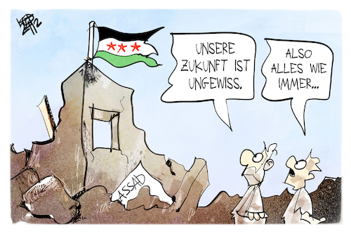 Cartoon: Syriens Zukunft (medium) by Kostas Koufogiorgos tagged karikatur,koufogiorgos,syrien,zukunft,krieg,ungewissheit,karikatur,koufogiorgos,syrien,zukunft,krieg,ungewissheit