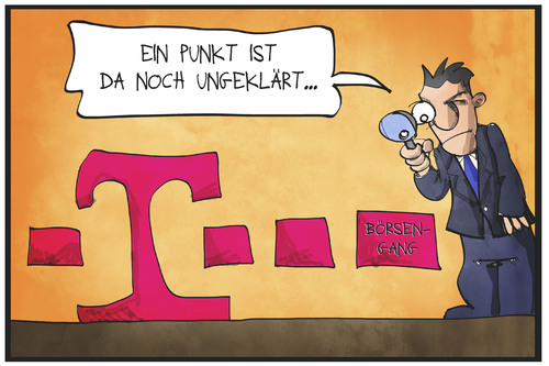 Cartoon: T-Aktie (medium) by Kostas Koufogiorgos tagged karikatur,koufogiorgos,illustration,cartoon,telekom,aktie,punkt,börsengang,verfahren,wirtschaft,karikatur,koufogiorgos,illustration,cartoon,telekom,aktie,punkt,börsengang,verfahren,wirtschaft