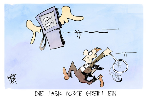 Cartoon: Task Force (medium) by Kostas Koufogiorgos tagged karikatur,koufogiorgos,task,force,benzin,sprit,fangnetz,karikatur,koufogiorgos,task,force,benzin,sprit,fangnetz