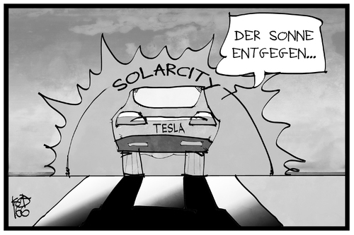 Cartoon: Tesla will SolarCity (medium) by Kostas Koufogiorgos tagged karikatur,koufogiorgos,illustration,cartoon,tesla,solarcity,strom,energie,konzern,ökostrom,solar,autobauer,sonne,sonnenenergie,firma,übernahme,wirtschaft,auto,fusion,karikatur,koufogiorgos,illustration,cartoon,tesla,solarcity,strom,energie,konzern,ökostrom,solar,autobauer,sonne,sonnenenergie,firma,übernahme,wirtschaft,auto,fusion