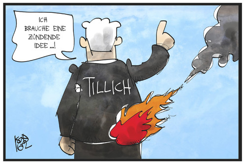 Cartoon: Tillich (medium) by Kostas Koufogiorgos tagged karikatur,koufogiorgos,illustration,cartoon,tillich,sachsen,ministerpräsident,brand,zündend,idee,rechtsextremismus,politik,feuer,karikatur,koufogiorgos,illustration,cartoon,tillich,sachsen,ministerpräsident,brand,zündend,idee,rechtsextremismus,politik,feuer