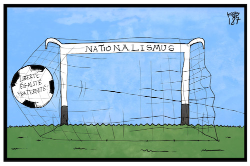 Cartoon: Treffer! (medium) by Kostas Koufogiorgos tagged karikatur,koufogiorgos,illustration,cartoon,wm,frankreich,nationalsimus,sieg,treffer,tor,fussball,sport,karikatur,koufogiorgos,illustration,cartoon,wm,frankreich,nationalsimus,sieg,treffer,tor,fussball,sport