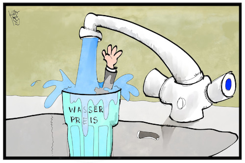 Cartoon: Trinkwasserpreis (medium) by Kostas Koufogiorgos tagged karikatur,koufogiorgos,cartoon,illustration,trinkwasser,preis,wasser,wasserhahn,trinken,ertrinken,verbraucher,nahrungsmittel,versorgung,lebensmittel,karikatur,koufogiorgos,cartoon,illustration,trinkwasser,preis,wasser,wasserhahn,trinken,ertrinken,verbraucher,nahrungsmittel,versorgung,lebensmittel