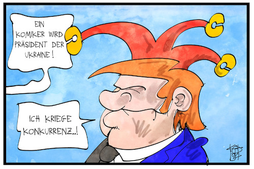 Cartoon: Trump und Selenskyj (medium) by Kostas Koufogiorgos tagged karikatur,koufogiorgos,illustration,cartoon,trump,selenskyj,ukraine,präsident,usa,komiker,narr,politik,wahl,demokratie,karikatur,koufogiorgos,illustration,cartoon,trump,selenskyj,ukraine,präsident,usa,komiker,narr,politik,wahl,demokratie