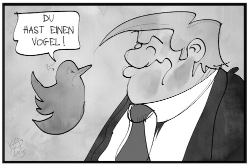 Cartoon: Trump und Twitter (medium) by Kostas Koufogiorgos tagged karikatur,koufogiorgos,illustration,cartoon,twitter,trump,vogel,social,media,fake,news,lüge,usa,präsident,manipulation,karikatur,koufogiorgos,illustration,cartoon,twitter,trump,vogel,social,media,fake,news,lüge,usa,präsident,manipulation