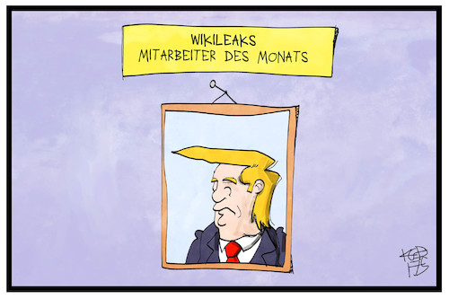 Cartoon: TrumpLeaks (medium) by Kostas Koufogiorgos tagged karikatur,koufogiorgos,illustration,cartoon,wikileaks,trump,mitarbeiter,geheimnis,verrat,usa,präsident,karikatur,koufogiorgos,illustration,cartoon,wikileaks,trump,mitarbeiter,geheimnis,verrat,usa,präsident