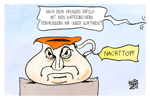 Cartoon: Trumps Mugshot (medium) by Kostas Koufogiorgos tagged karikatur,koufogiorgos,trump,mugshot,vermarktung,nachttopf,foto,usa,polizei,karikatur,koufogiorgos,trump,mugshot,vermarktung,nachttopf,foto,usa,polizei