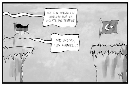 Cartoon: Türkei-Deutschland (medium) by Kostas Koufogiorgos tagged karikatur,koufogiorgos,illustration,cartoon,tuerkei,deutschland,botschafter,graben,krise,diplomatie,bilateral,karikatur,koufogiorgos,illustration,cartoon,tuerkei,deutschland,botschafter,graben,krise,diplomatie,bilateral