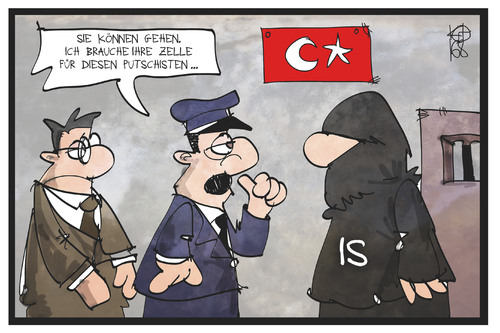 Cartoon: Türkei (medium) by Kostas Koufogiorgos tagged karikatur,koufogiorgos,illustration,cartoon,tuerkei,putschist,gefangener,terrorist,polizei,polizist,is,gefängnis,haft,entlassung,karikatur,koufogiorgos,illustration,cartoon,tuerkei,putschist,gefangener,terrorist,polizei,polizist,is,gefängnis,haft,entlassung