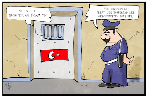 Cartoon: Türkei (medium) by Kostas Koufogiorgos tagged karikatur,koufogiorgos,cartoon,illustration,tuerkei,putsch,zelle,gefängnis,wärter,demokratie,gefangenschaft,karikatur,koufogiorgos,cartoon,illustration,tuerkei,putsch,zelle,gefängnis,wärter,demokratie,gefangenschaft