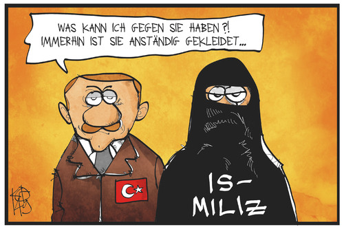 Cartoon: Türkei und IS (medium) by Kostas Koufogiorgos tagged karikatur,koufogiorgos,illustration,cartoon,is,miliz,terrorismus,erxogan,tuerkei,islamismus,politik,karikatur,koufogiorgos,illustration,cartoon,is,miliz,terrorismus,erxogan,tuerkei,islamismus,politik