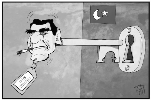 Cartoon: Türöffner Schröder (medium) by Kostas Koufogiorgos tagged karikatur,koufogiorgos,illustration,cartoon,schroeder,schluessel,steudtner,erdogan,tuerkei,haft,entlassung,tueroeffner,karikatur,koufogiorgos,illustration,cartoon,schroeder,schluessel,steudtner,erdogan,tuerkei,haft,entlassung,tueroeffner