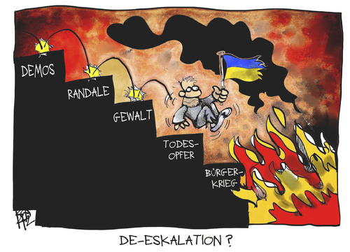 Cartoon: Ukrainische De-Eskalation (medium) by Kostas Koufogiorgos tagged illustration,koufogiorgos,karikatur,ukraine,kiew,konflikt,gewalt,deeskalation,eskalation,demonstration,bürgerkrieg,todesopfer,treppe,feuer,demonstrant,politik,illustration,koufogiorgos,karikatur,ukraine,kiew,konflikt,gewalt,deeskalation,eskalation,demonstration,bürgerkrieg,todesopfer,treppe,feuer,demonstrant,politik