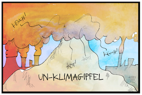 Cartoon: UN-Klimagipfel (medium) by Kostas Koufogiorgos tagged karikatur,koufogiorgos,illustration,cartoon,un,klima,gipfel,luft,verschmutzung,industrie,co2,karikatur,koufogiorgos,illustration,cartoon,un,klima,gipfel,luft,verschmutzung,industrie,co2